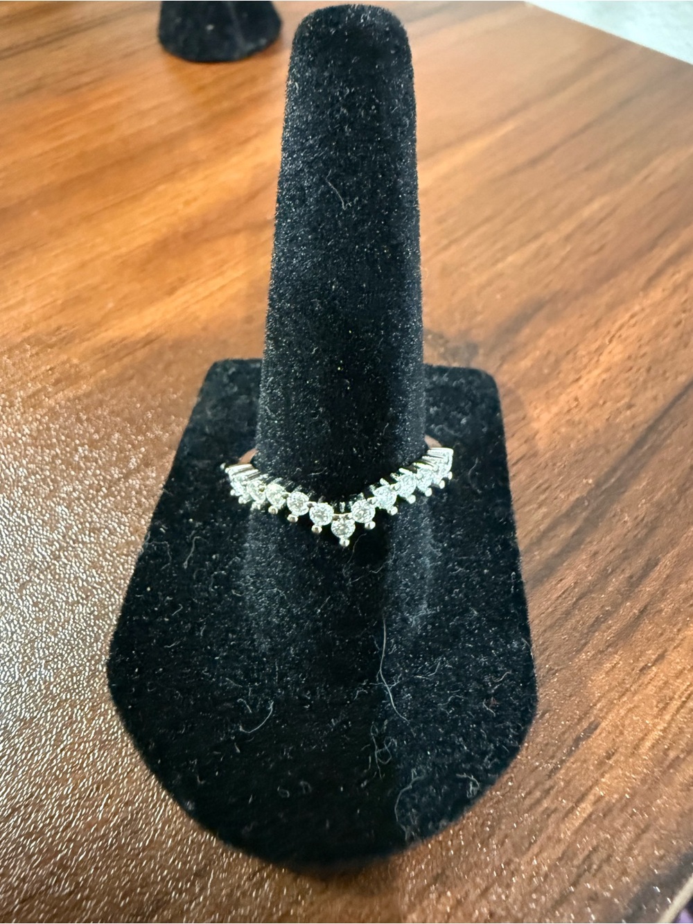Silver V-Shape Cubic Zirconia Stackable Ring in Size 7